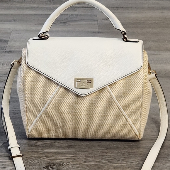 Kate Spade Laurel Wesley Place Leather and Tweed Satchel
